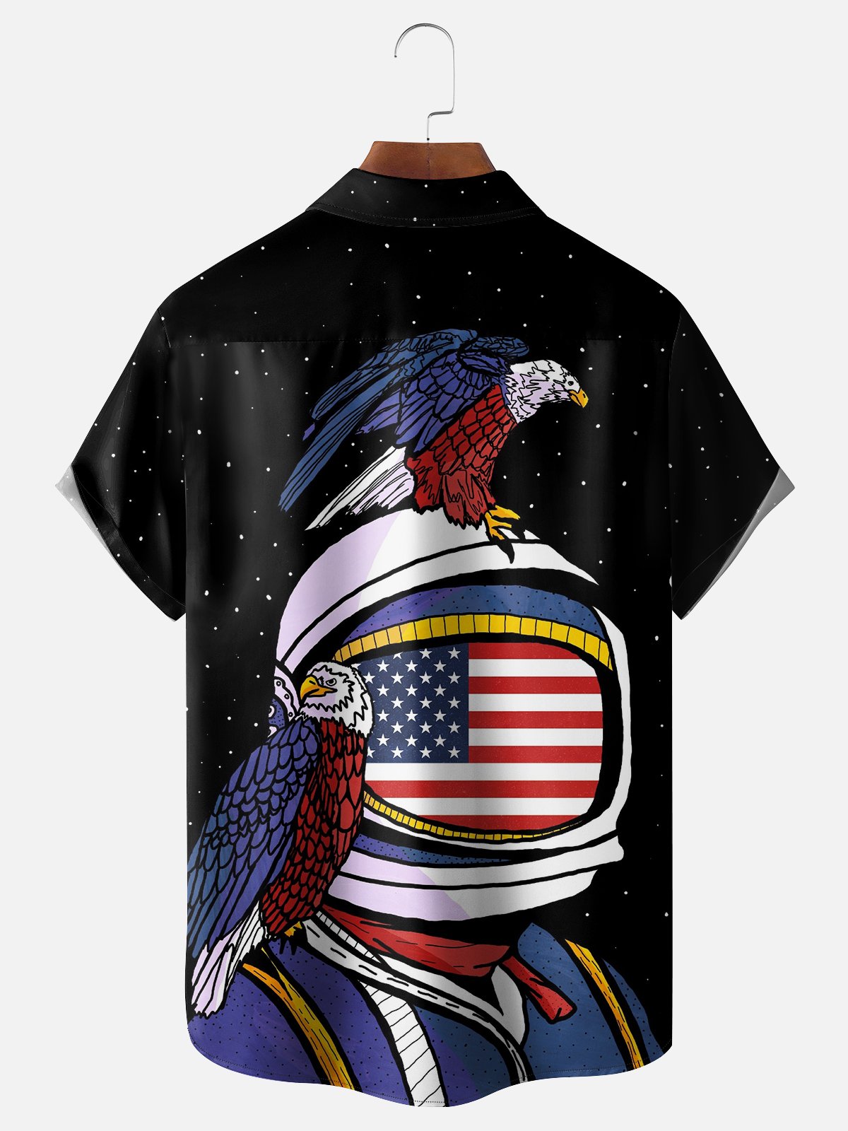 Hardaddy X Artist Stephen Wade Moisture-wicking American Astronaut Chest Pocket Hawaiian Shirt