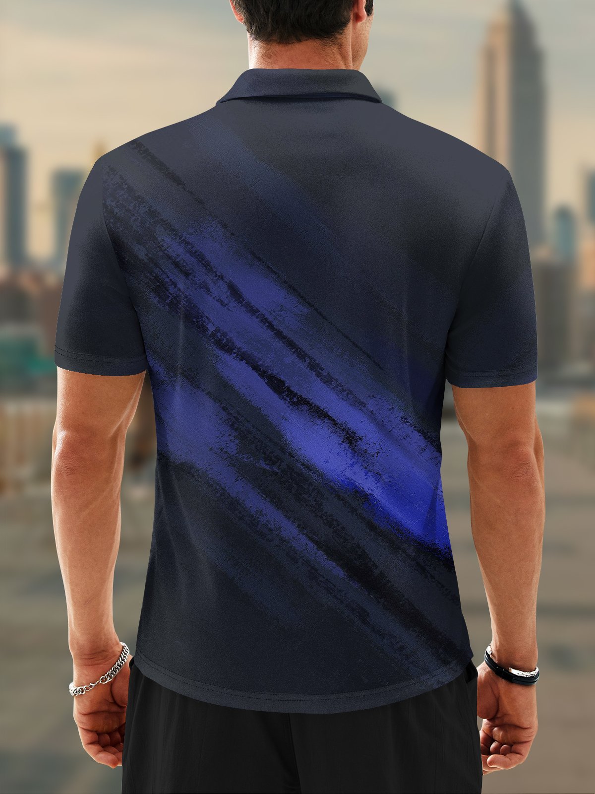 Moisture Wicking 3D Abstract Gradient Geometric Short Sleeve Golf Polo