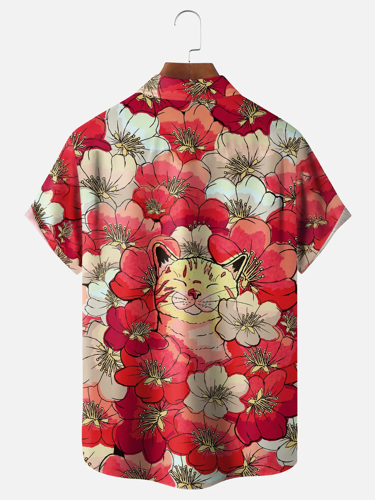 Hardaddy X Artist Stephen Wade Moisture-wicking Sakura Cat Chest Pocket Hawaiian Shirt
