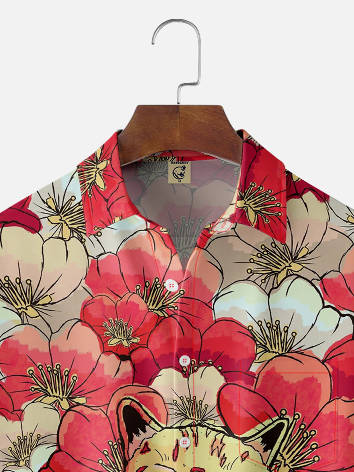 Hardaddy X Artist Stephen Wade Moisture-wicking Sakura Cat Chest Pocket Hawaiian Shirt
