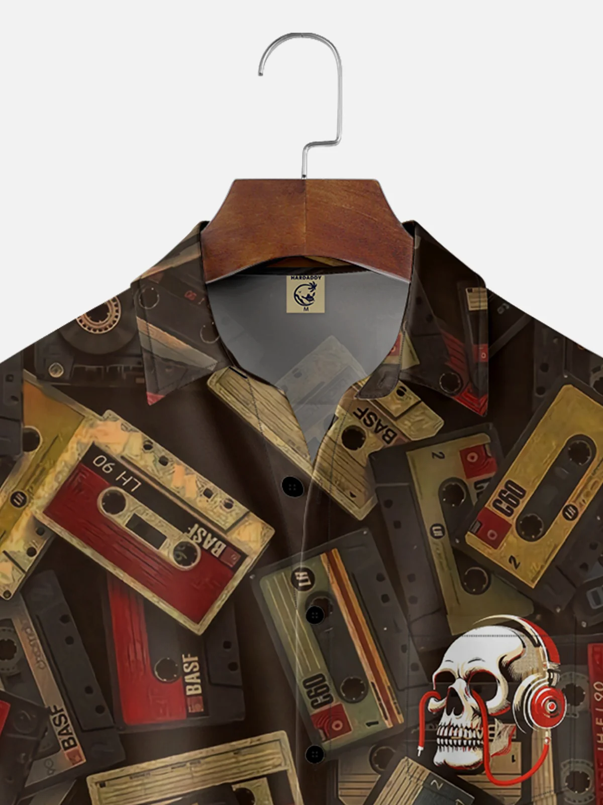 Hardaddy X Artist Contatoeoli Studio Moisture-wicking Music Tape Skull Chest Pocket Hawaiian Shirt