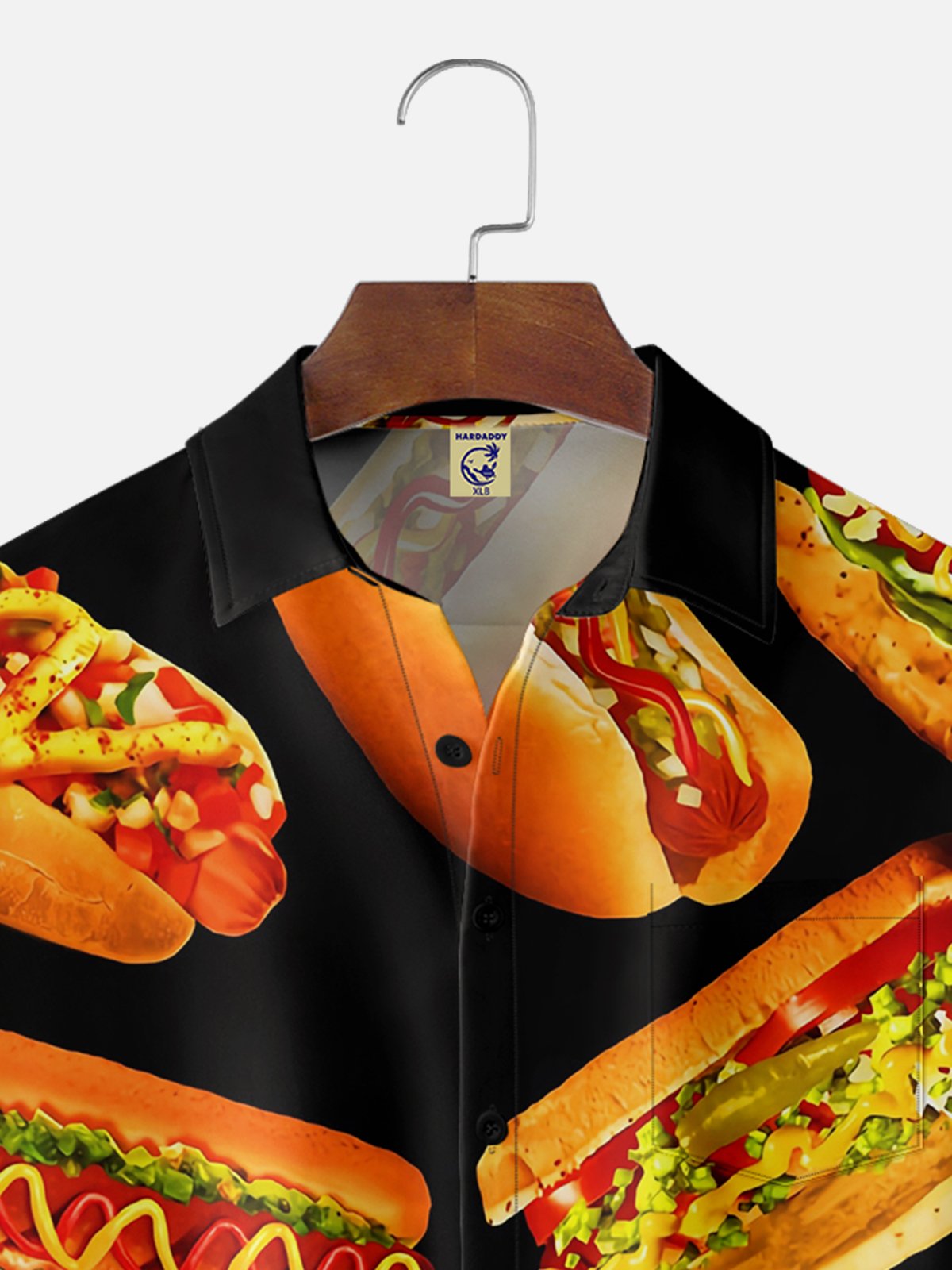 Big Size Moisture-wicking Fast Food Hamburger Chest Pocket Casual Shirt