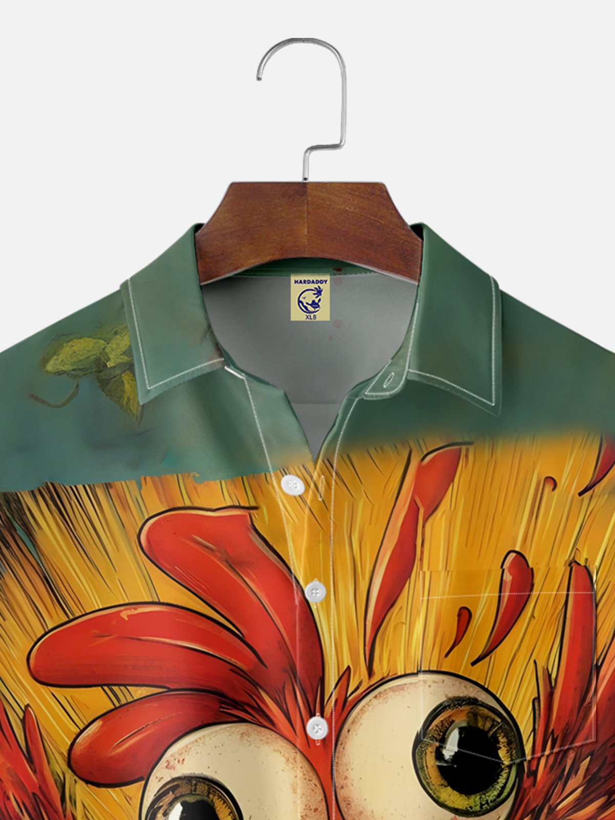 Big Size Moisture-wicking Fun Chicken Chest Pocket Hawaiian Shirt