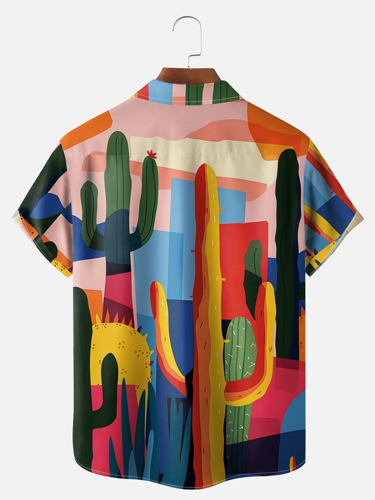 Big Size Moisture-wicking Cactus Chest Pocket Hawaiian Shirt