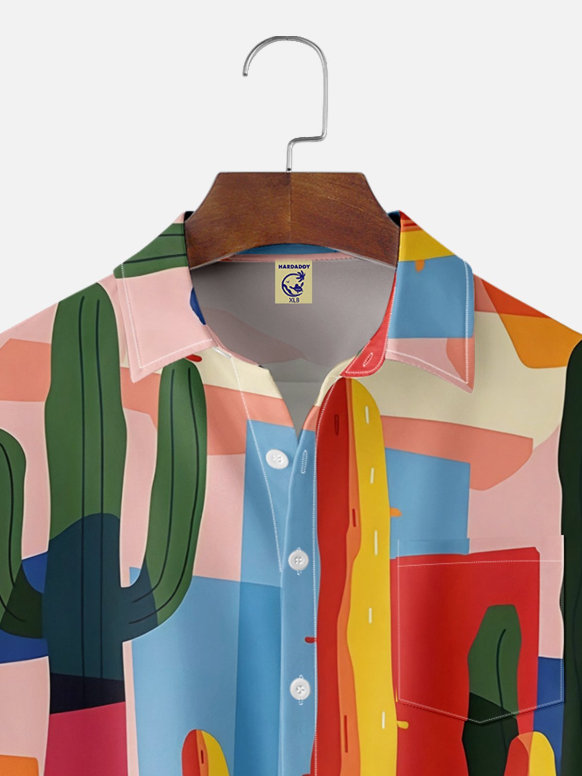 Big Size Moisture-wicking Cactus Chest Pocket Hawaiian Shirt