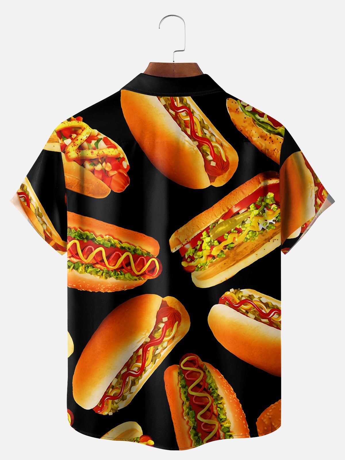Big Size Moisture-wicking Fast Food Hamburger Chest Pocket Casual Shirt