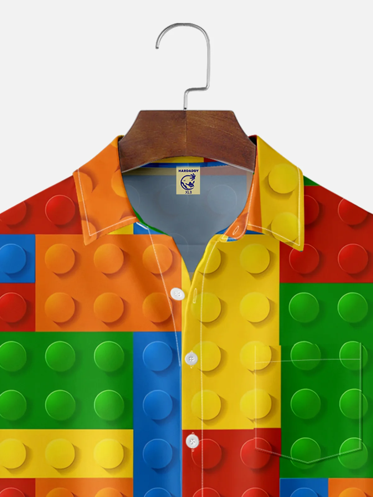 Big Size Moisture-wicking Geomatric Cube Chest Pocket Casual Shirt