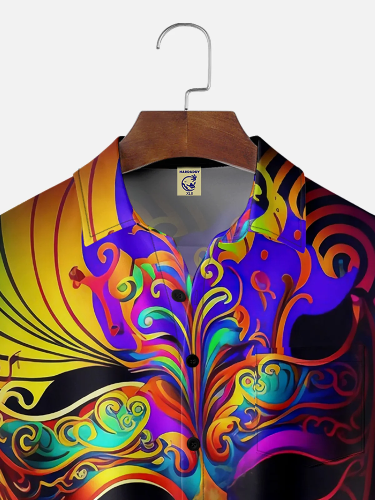 Big Size Moisture-wicking Mardi Gras Celebration Mask Chest Pocket Casual Shirt