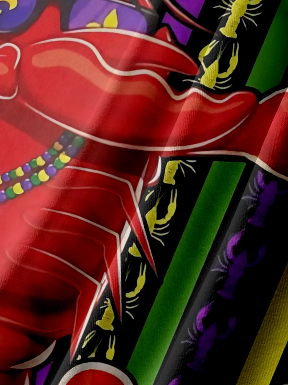 Big Size Moisture-wicking Mardi Gras Lobster Chest Pocket Hawaiian Shirt