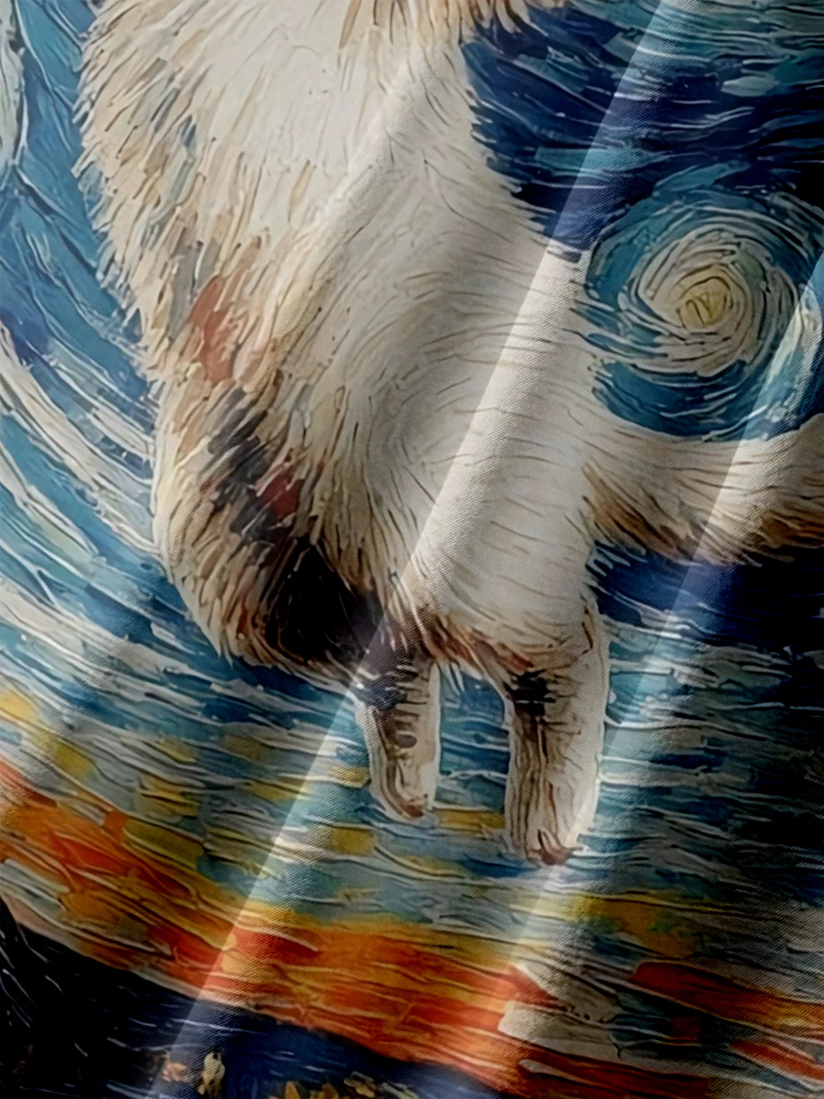 Big Size Moisture-wicking Starry night Cat Chest Pocket Casual Shirt
