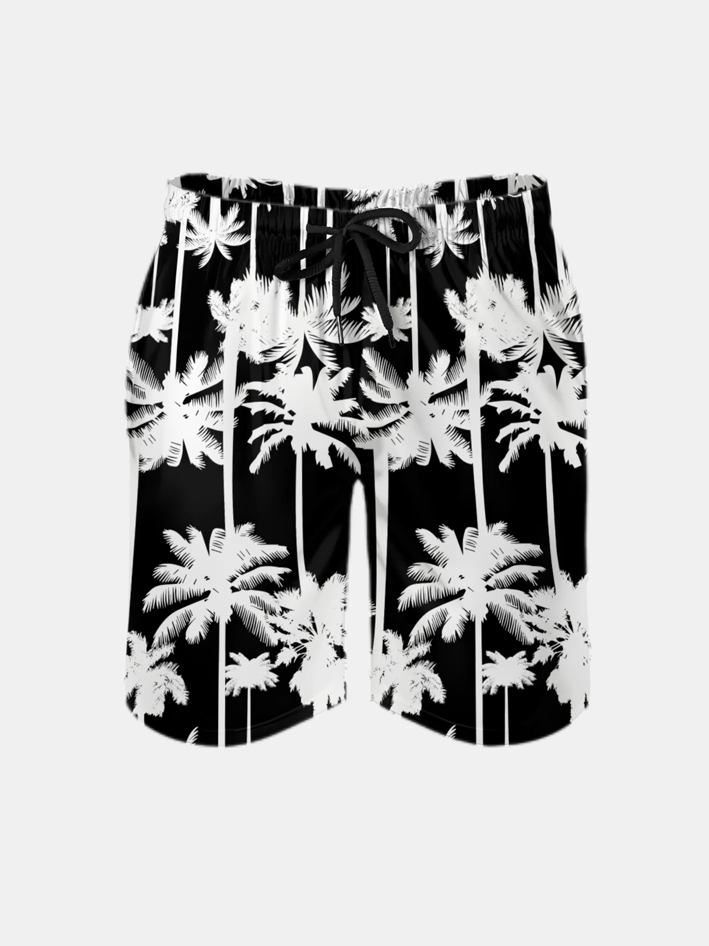 Men's Swim Trunks Hawaiian Tropical Palm Tree Beach Shorts with Pockets