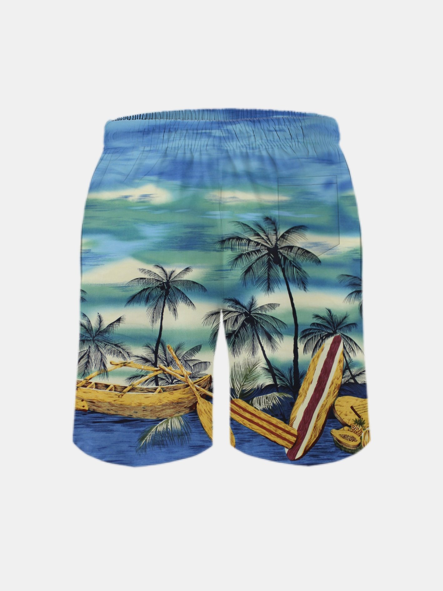 Men's Swim Trunks Hawaiian Tropical Palm Tree Beach Shorts with Pockets