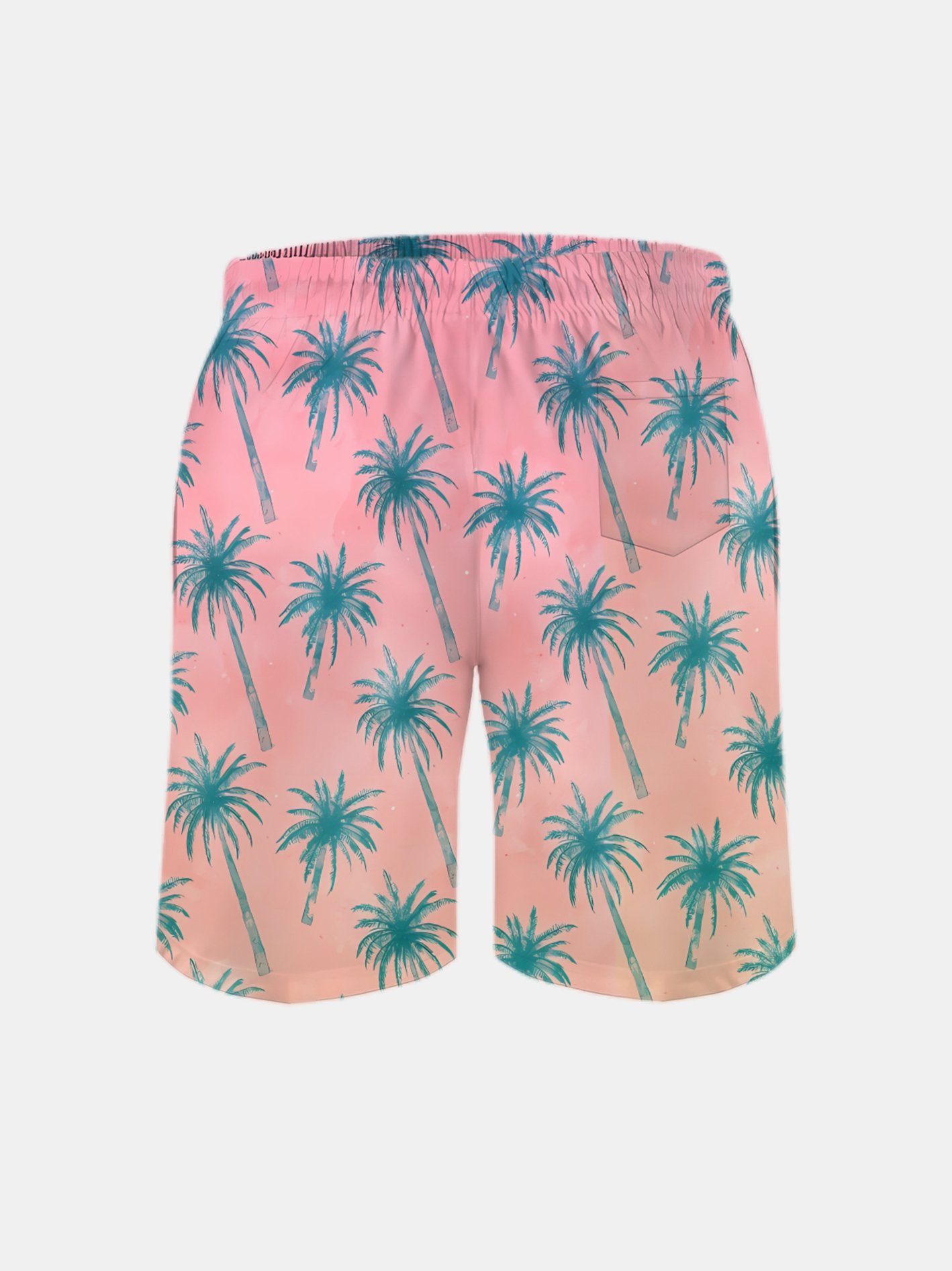 Men's Swim Trunks Hawaiian Tropical Palm Tree Beach Shorts with Pockets