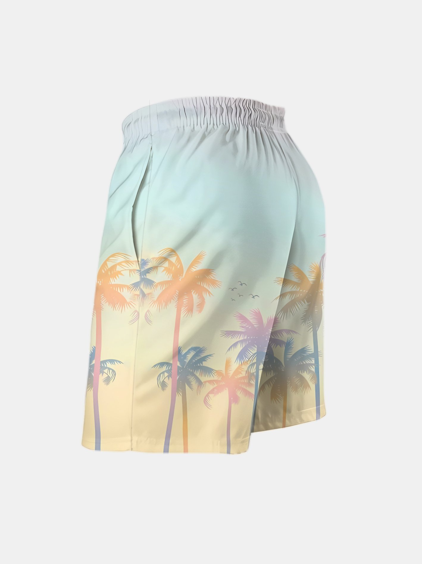 Men's Swim Trunks Hawaiian Tropical Palm Tree Beach Shorts with Pockets