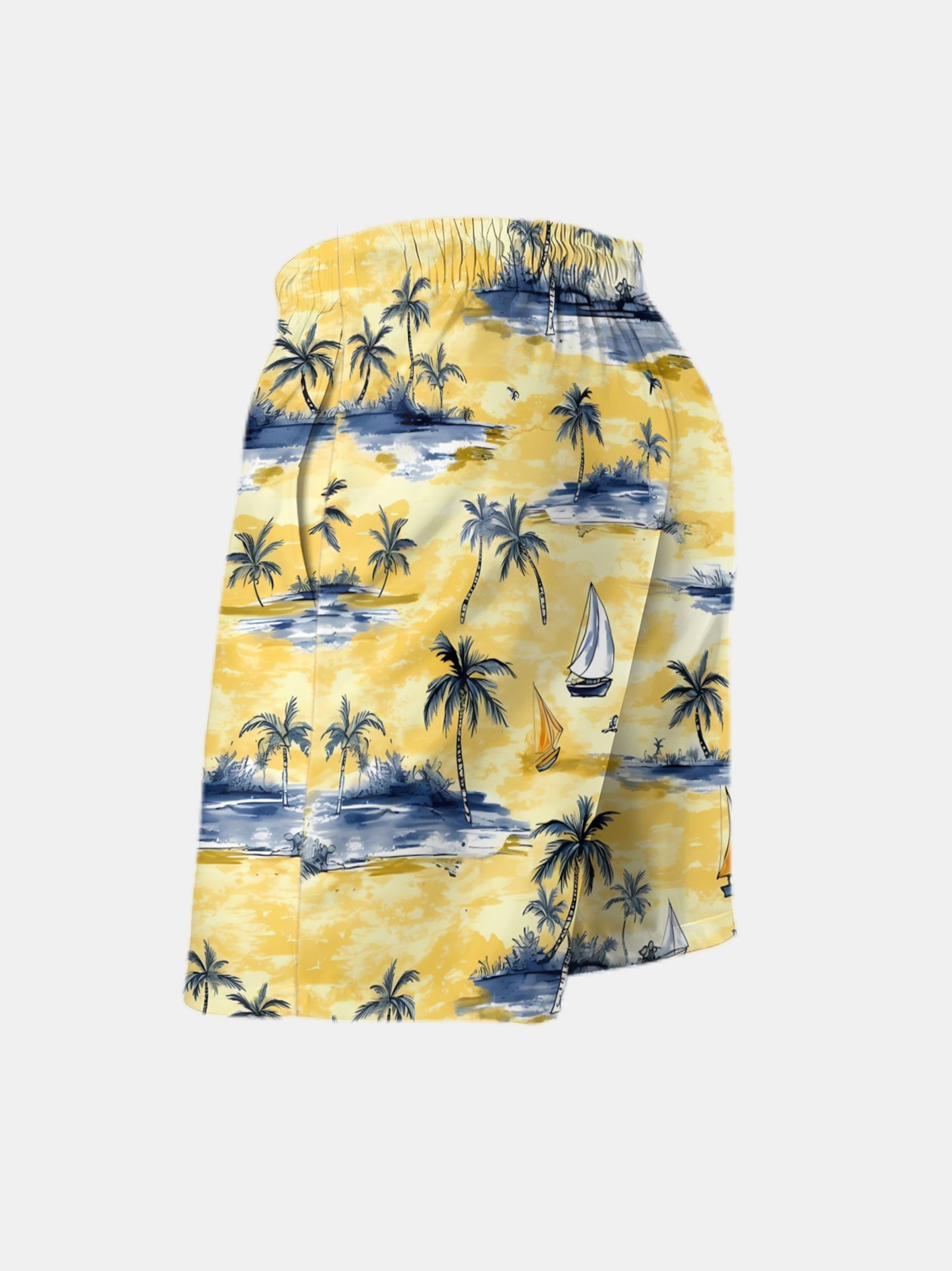 Men's Swim Trunks Hawaiian Tropical Palm Tree Beach Shorts with Pockets