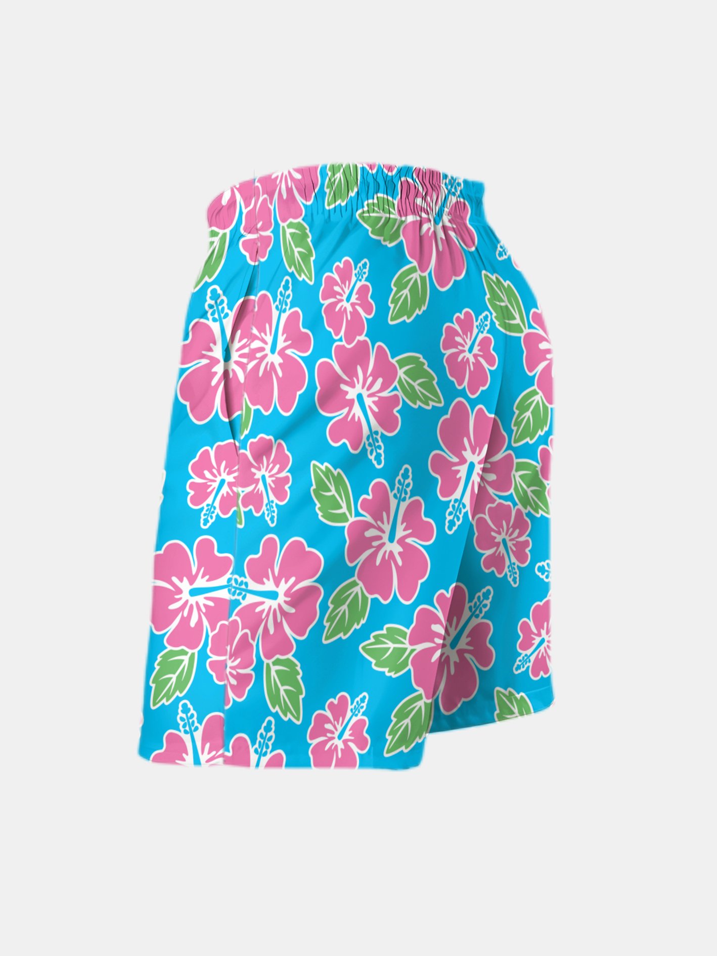 Men's Swim Trunks Hawaiian Tropical Hibiscus Flower Beach Shorts with Pockets