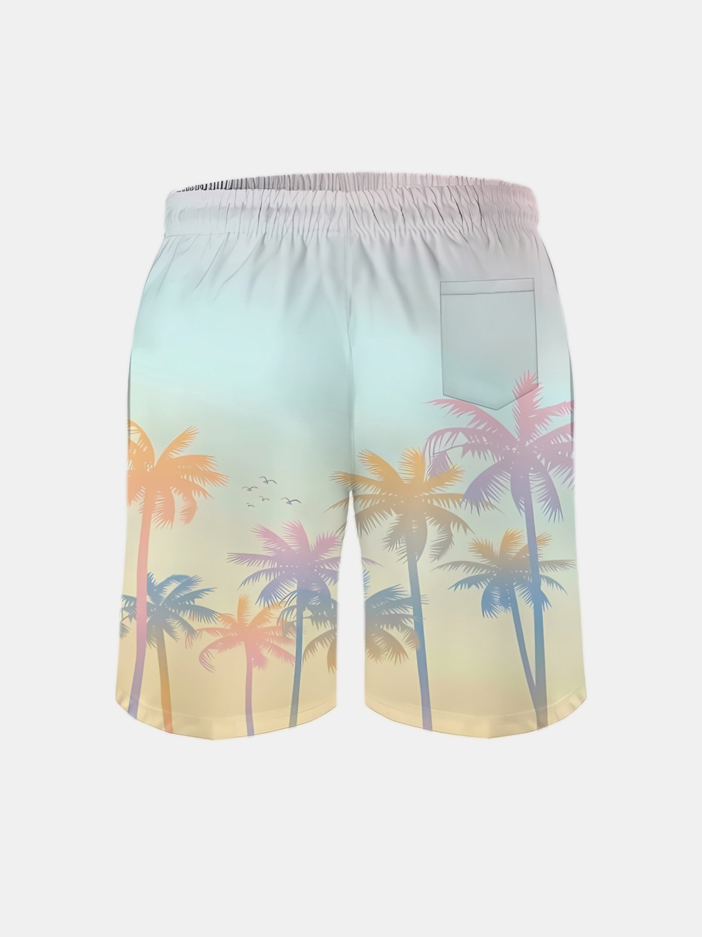 Men's Swim Trunks Hawaiian Tropical Palm Tree Beach Shorts with Pockets