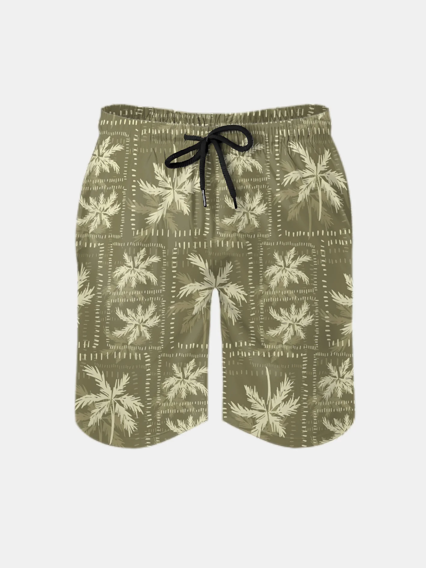 Men's Swim Trunks Hawaiian Tropical Palm Tree Beach Shorts with Pockets