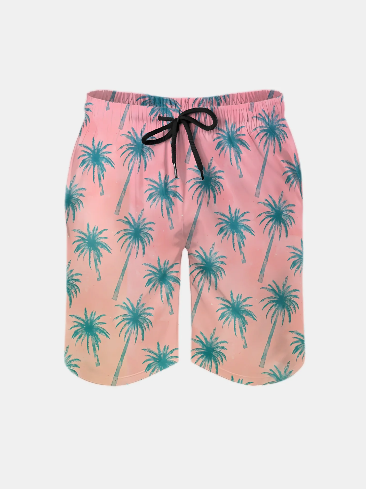 Men's Swim Trunks Hawaiian Tropical Palm Tree Beach Shorts with Pockets