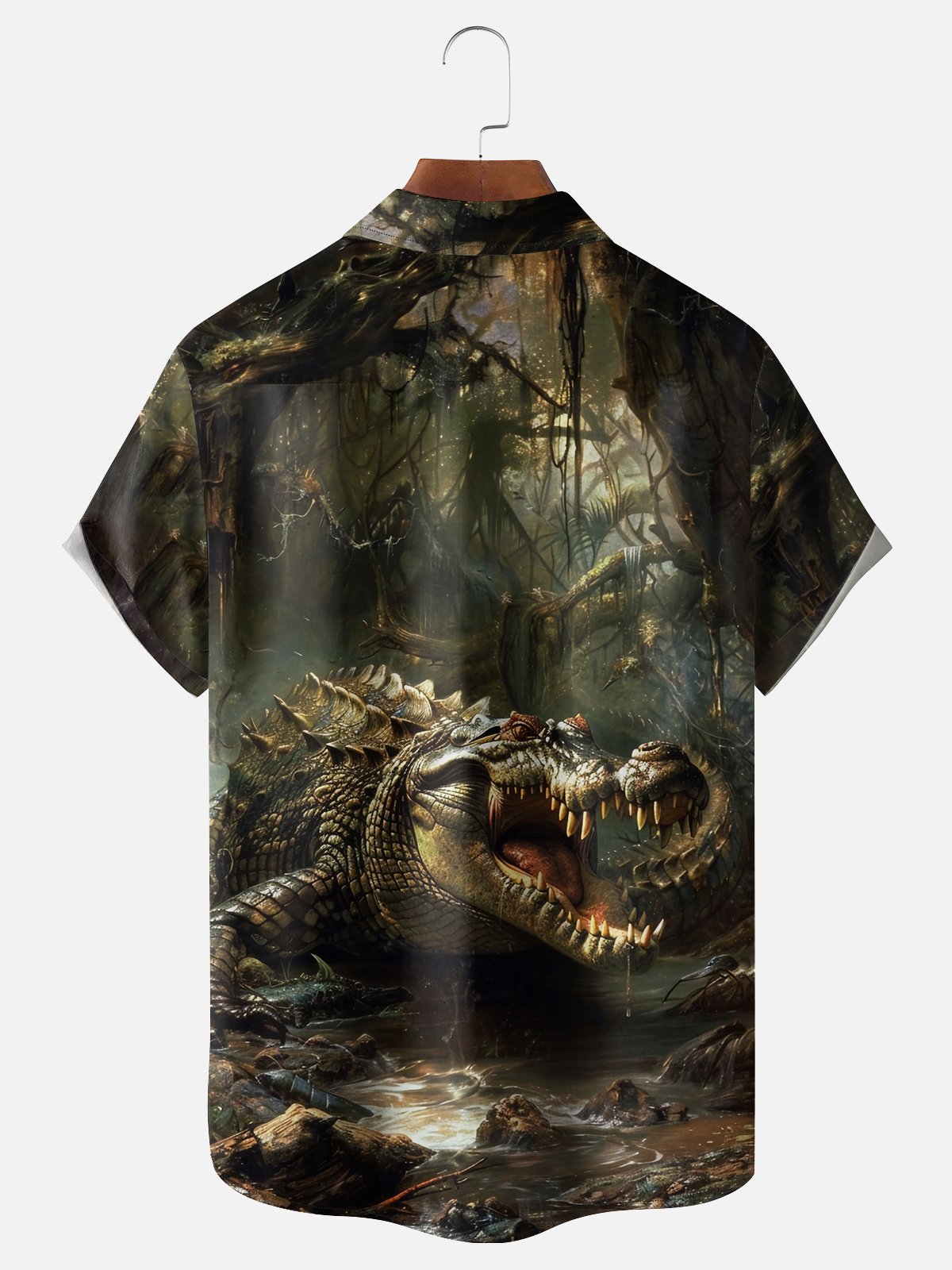 Moisture Wicking Croc Chest Pocket Hawaiian Shirt
