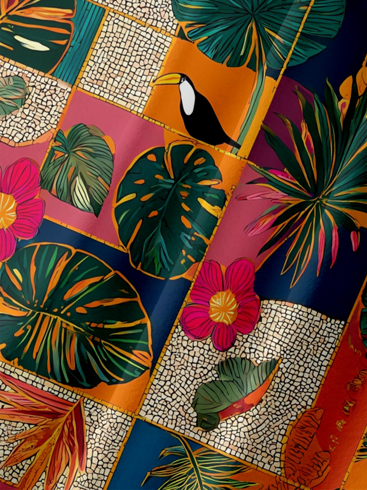 Moisture-wicking Toucan Chest Pocket Hawaiian Shirt