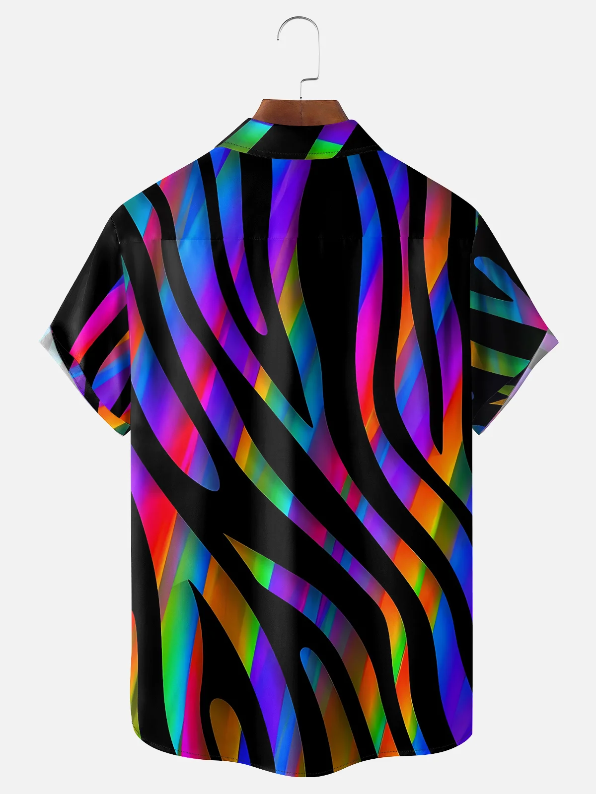 Moisture-wicking Dreamy Fun Colorful Zebra Pattern Abstract Chest Pocket Casual Shirt