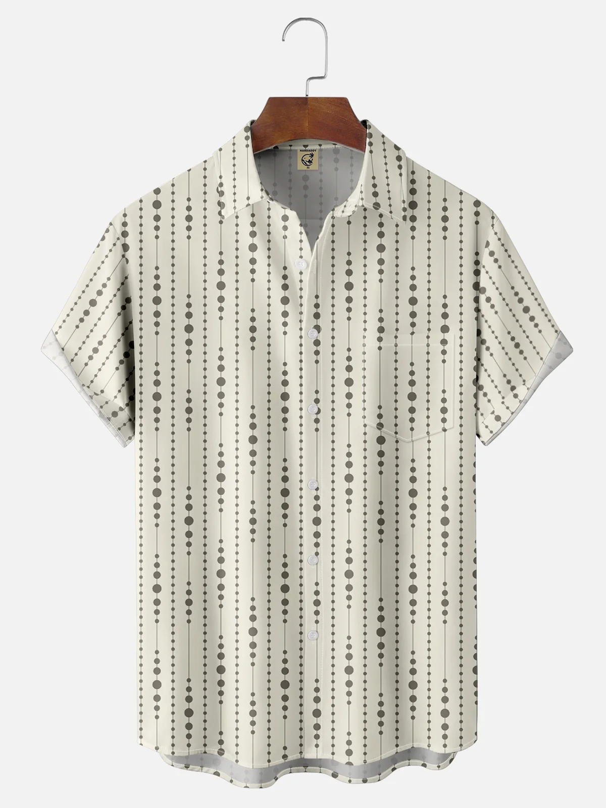 Moisture-wicking Spotted Stripe Art Chest Pocket Casual Shirt