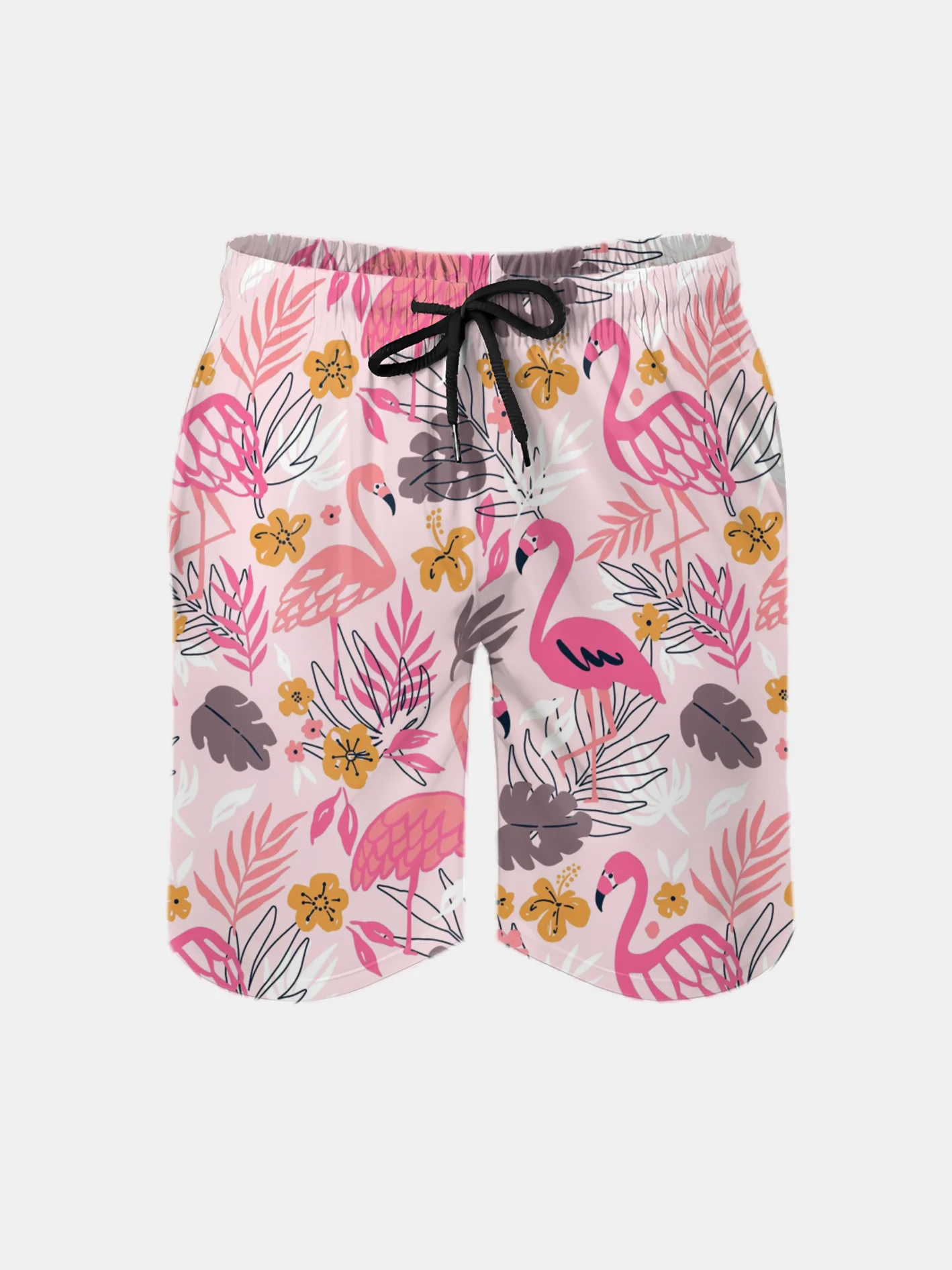 Men's Swim Trunks Hawaiian Tropical Flamingo Beach Shorts with Pockets