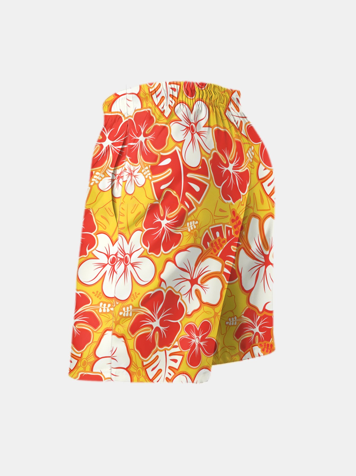 Men's Swim Trunks Hawaiian Tropical Floral Beach Shorts with Pockets