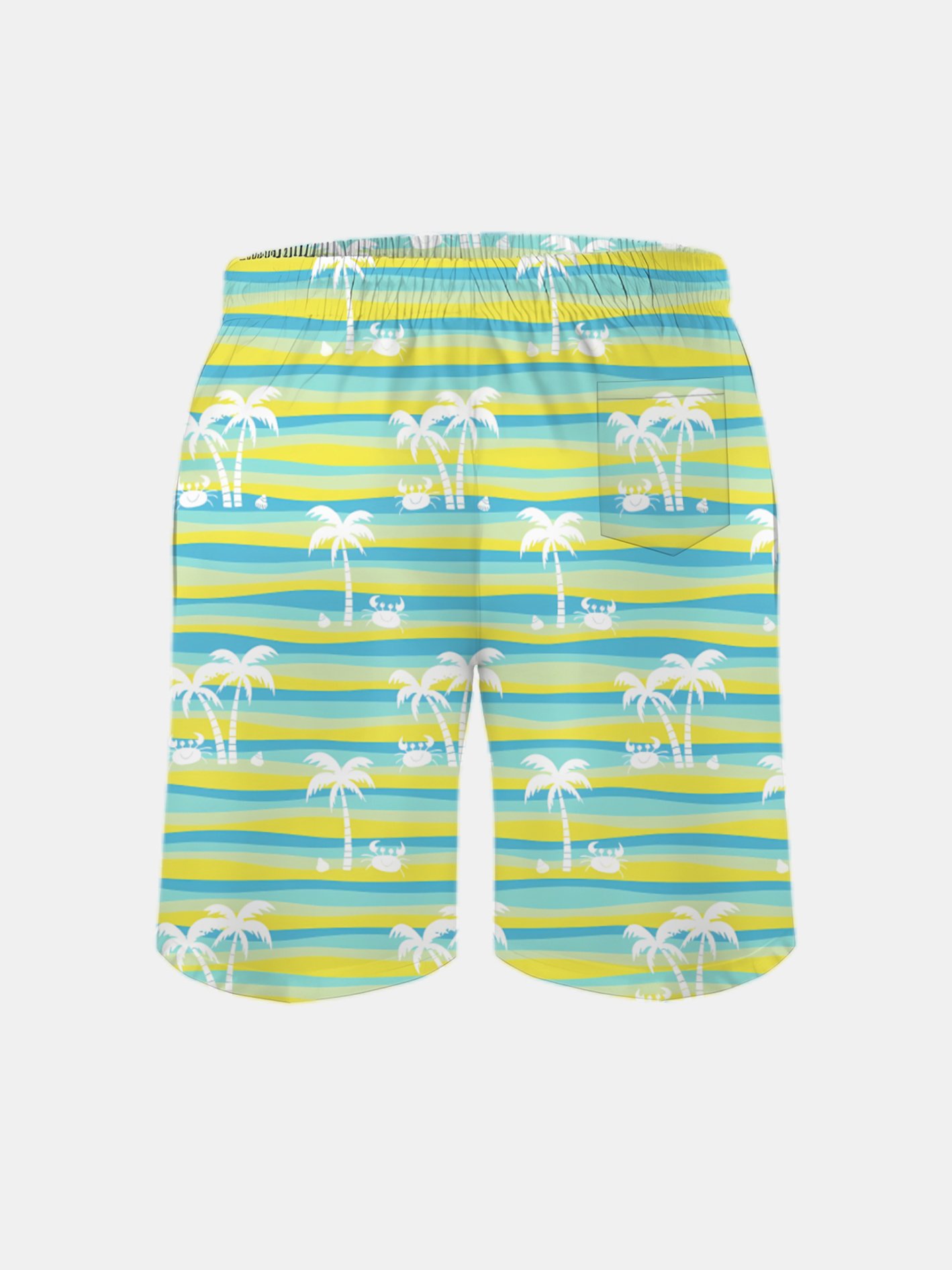Men's Swim Trunks Hawaiian Tropical Palm Tree Beach Shorts with Pockets