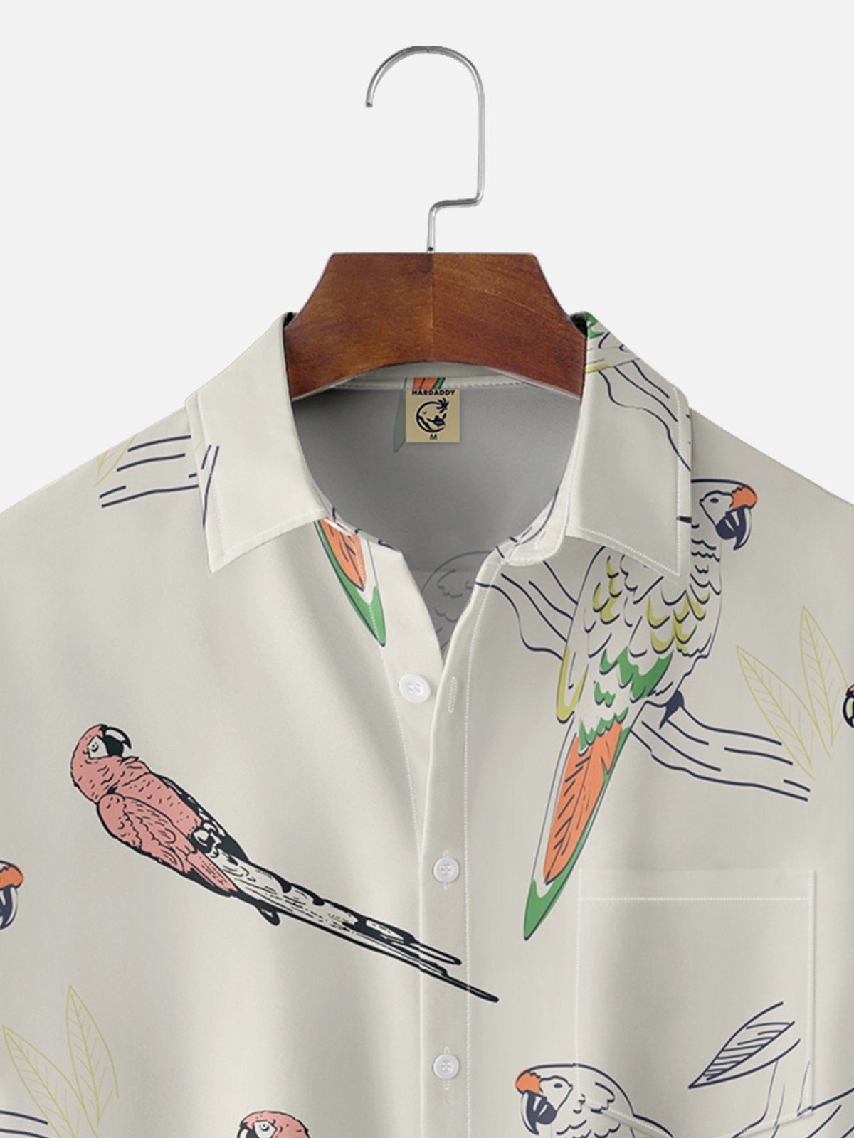 Moisture-wicking Parrot Chest Pocket Hawaiian Shirt