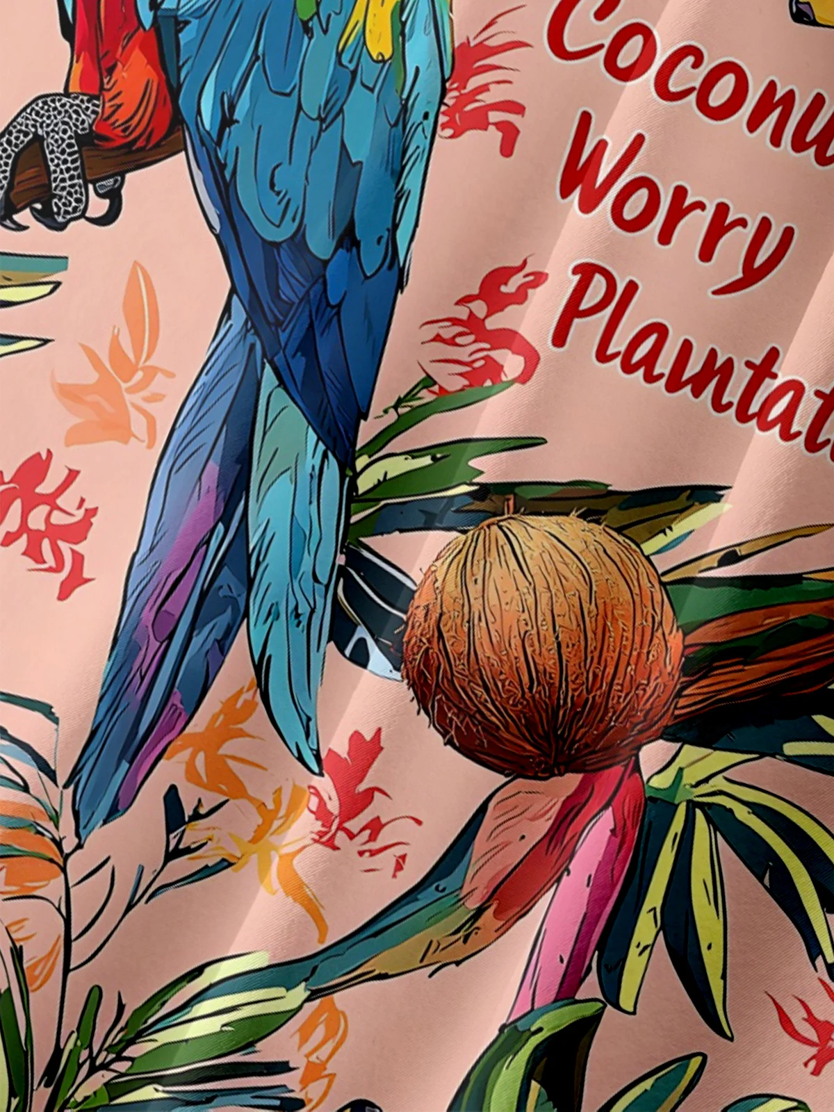 Moisture-wicking Parrot Banana Chest Pocket Hawaiian Shirt