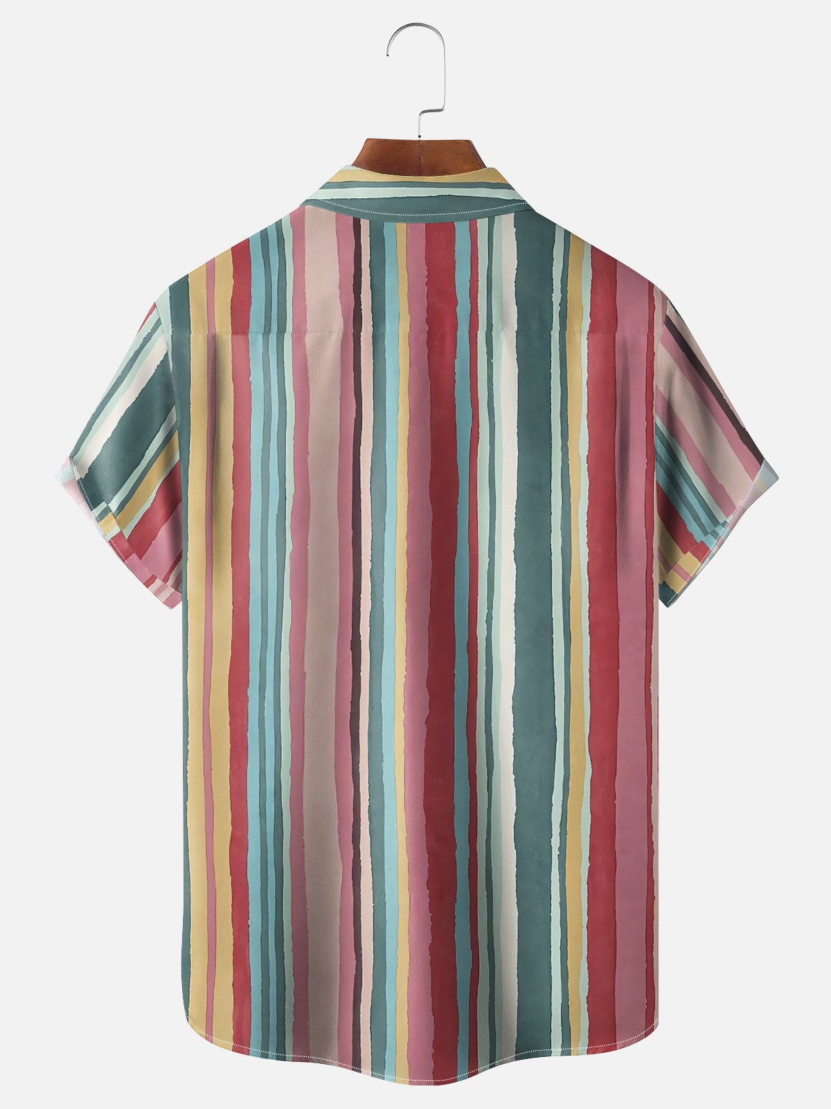 Moisture-wicking Bright Stripe Art Chest Pocket Casual Shirt