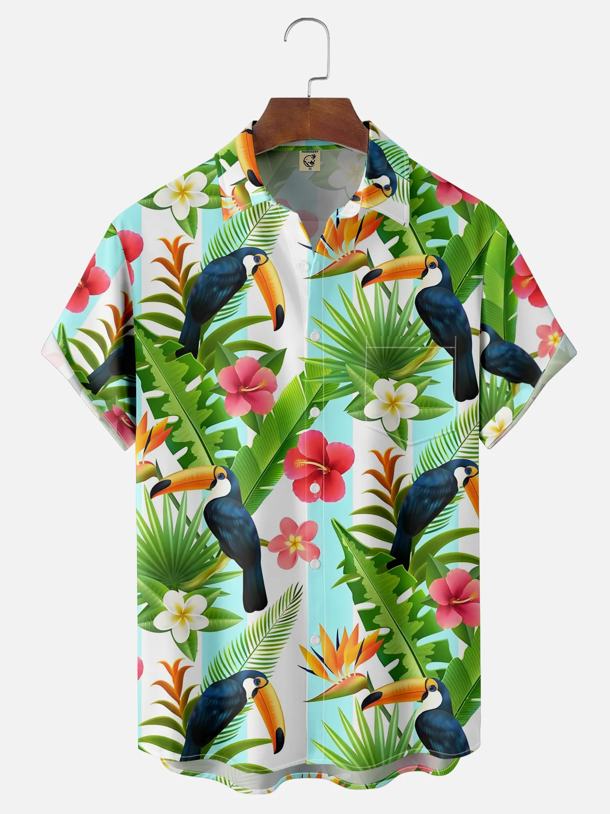 Moisture-wicking Toucan Chest Pocket Hawaiian Shirt
