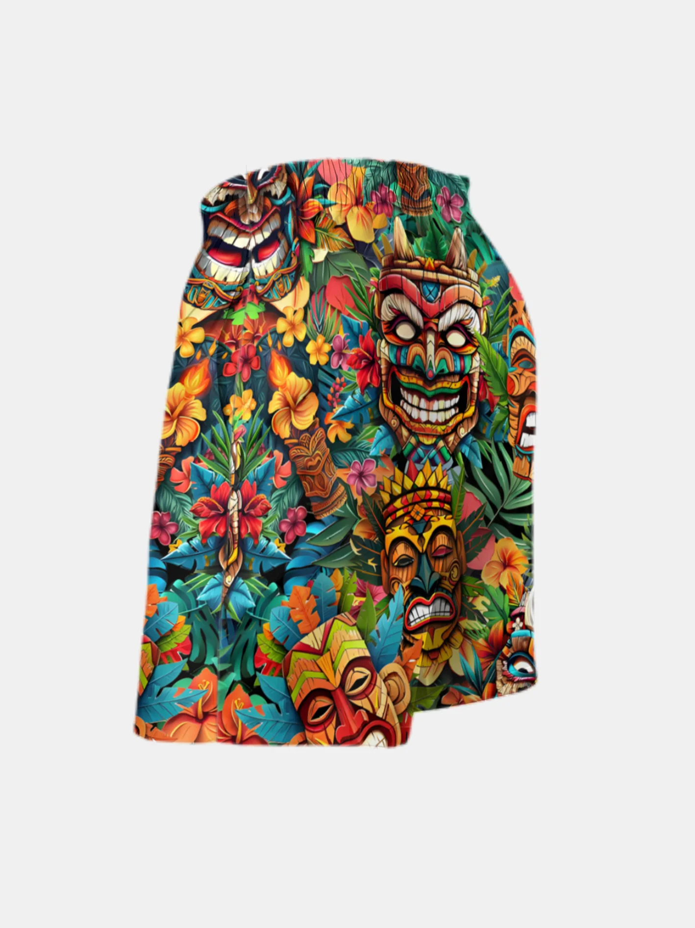 Men's Swim Trunks Hawaiian Tropical Tiki Beach Shorts with Pockets