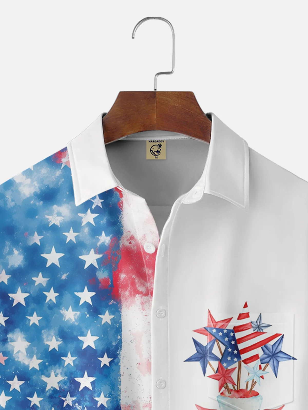 Moisture-wicking Independence Day American Flag Chest Pocket Casual Shirt