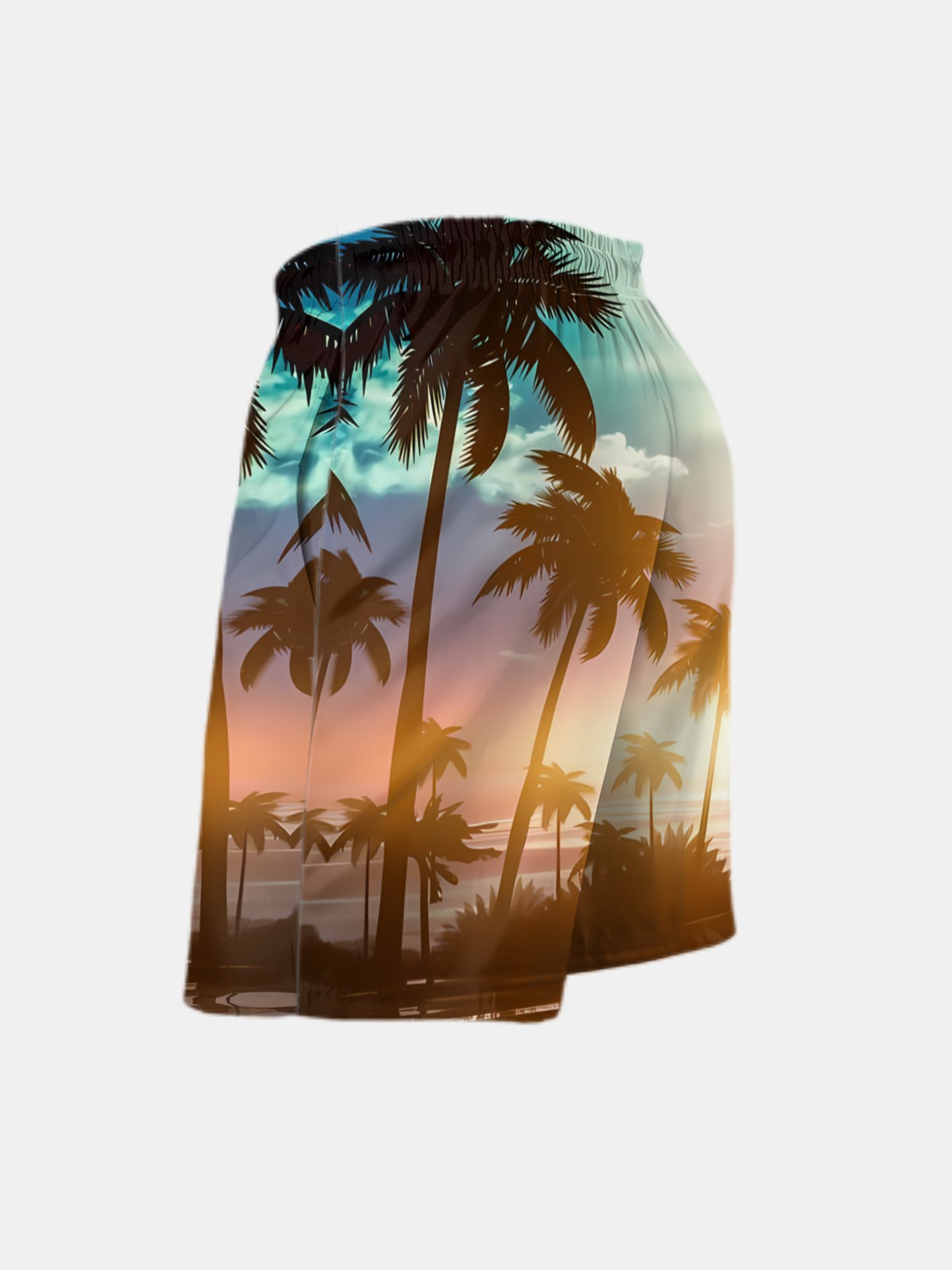 Men's Swim Trunks Hawaiian Tropical Palm Tree Beach Shorts with Pockets