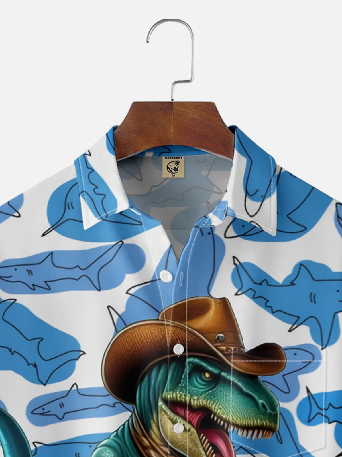 Moisture Wicking Guitar Dinosaur Shark Car Chest Pocket Hawaiian Shirt