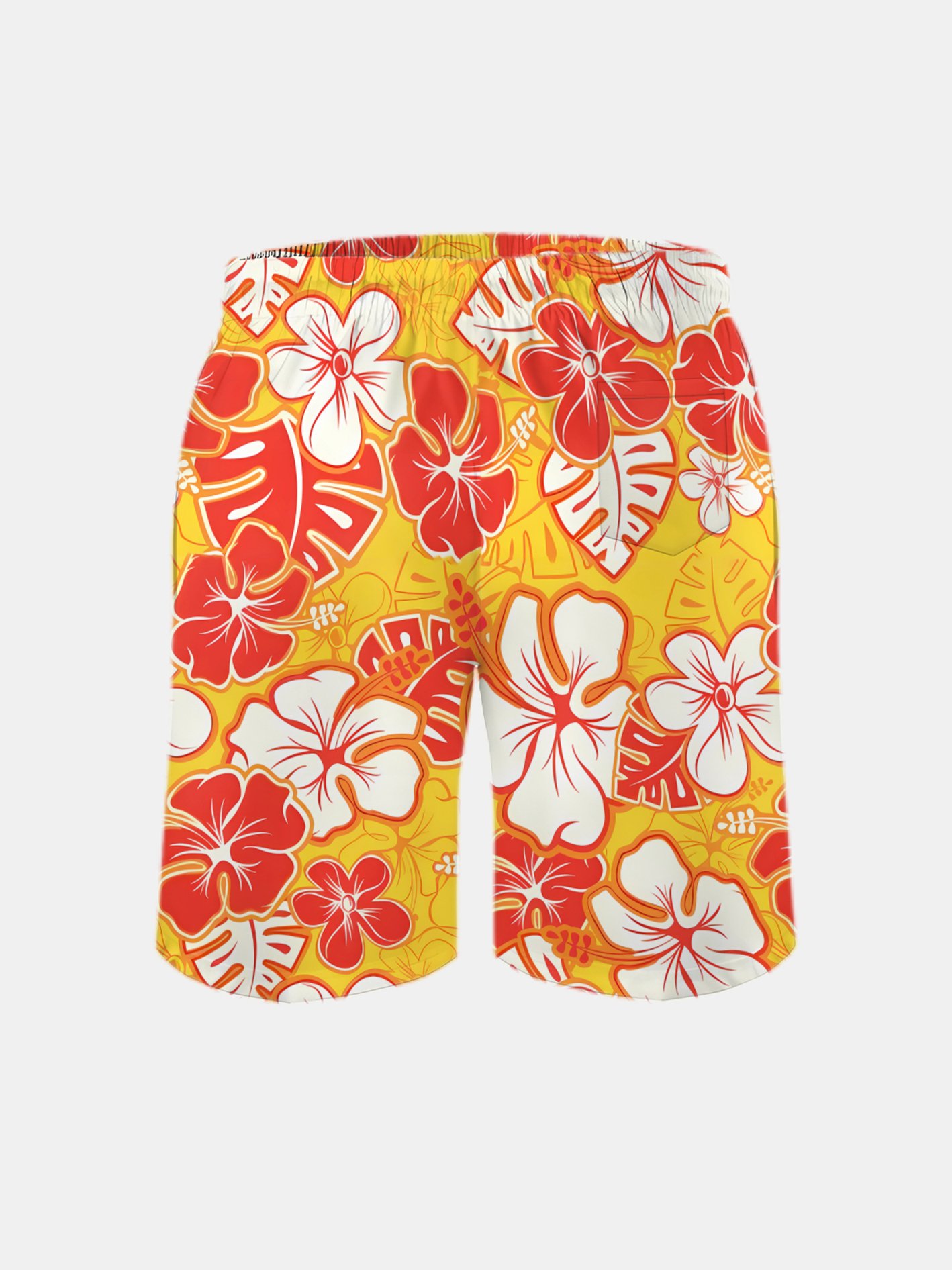 Men's Swim Trunks Hawaiian Tropical Floral Beach Shorts with Pockets
