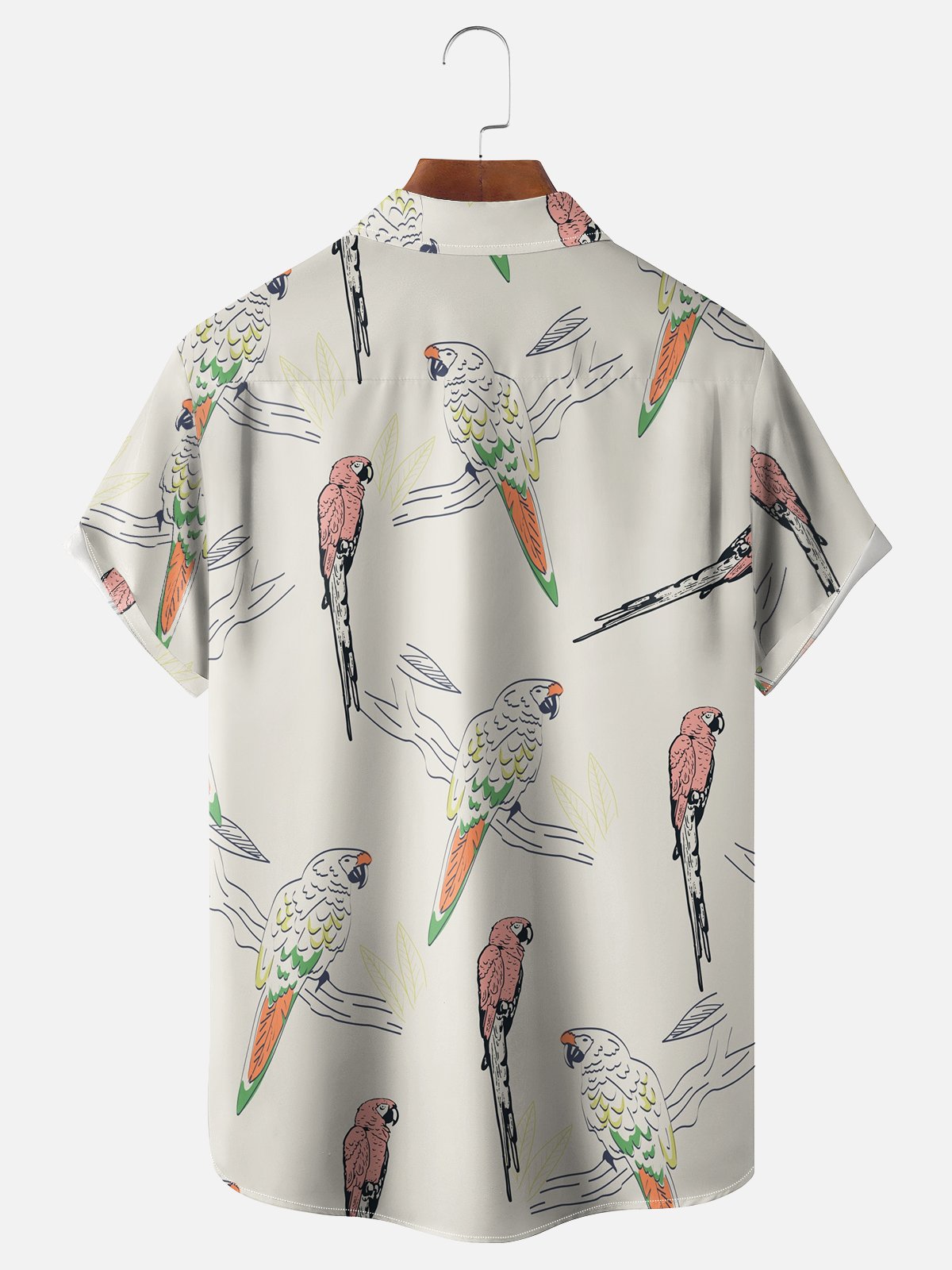 Moisture-wicking Parrot Chest Pocket Hawaiian Shirt