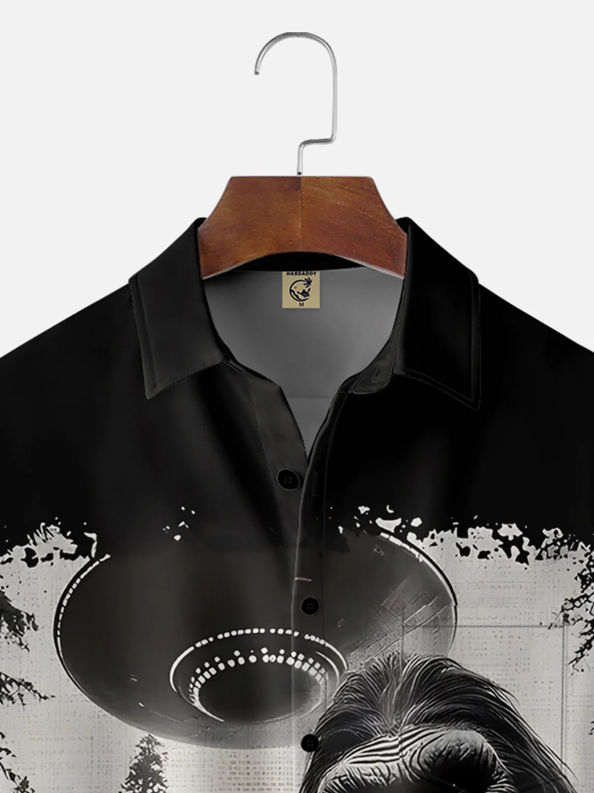 Moisture Wicking Alien Spaceship Bigfoot Chest Pocket Hawaiian Shirt