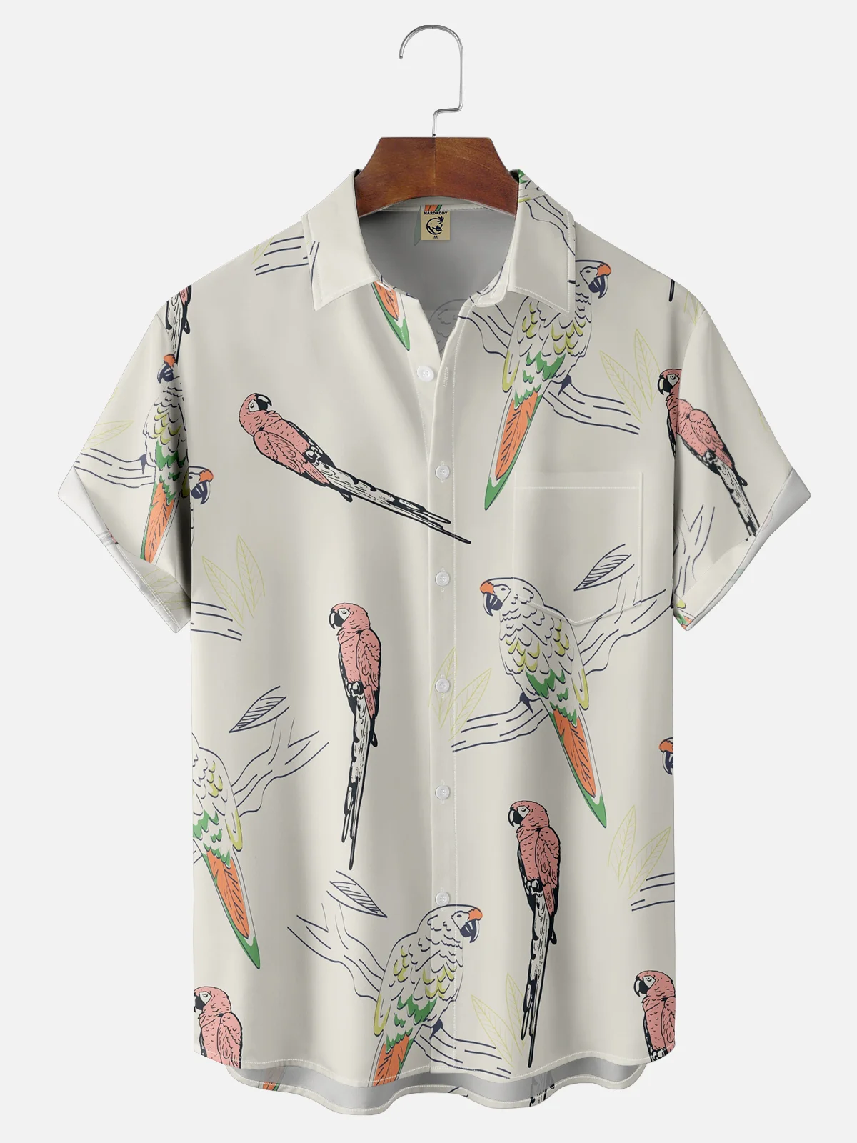 Moisture-wicking Parrot Chest Pocket Hawaiian Shirt