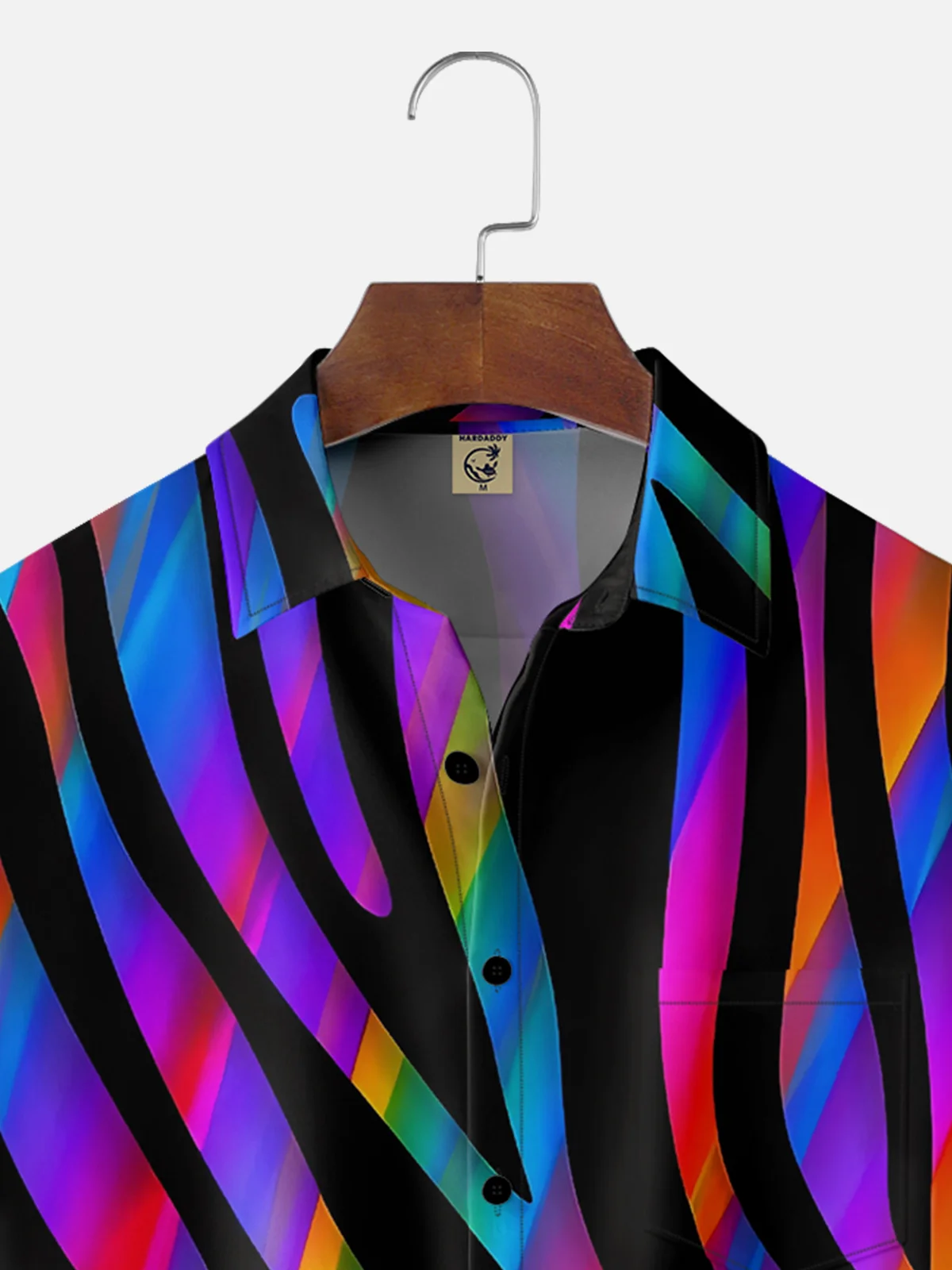 Moisture-wicking Dreamy Fun Colorful Zebra Pattern Abstract Chest Pocket Casual Shirt