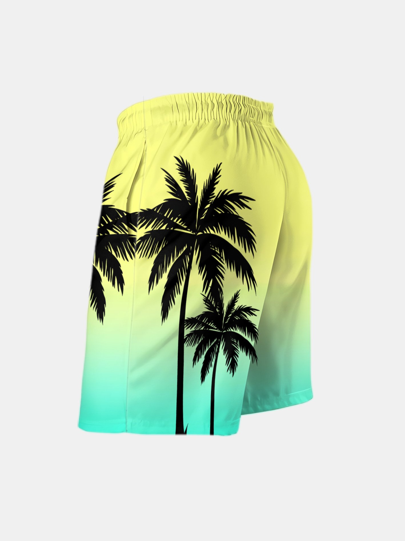Men's Swim Trunks Hawaiian Tropical Palm Tree Beach Shorts with Pockets