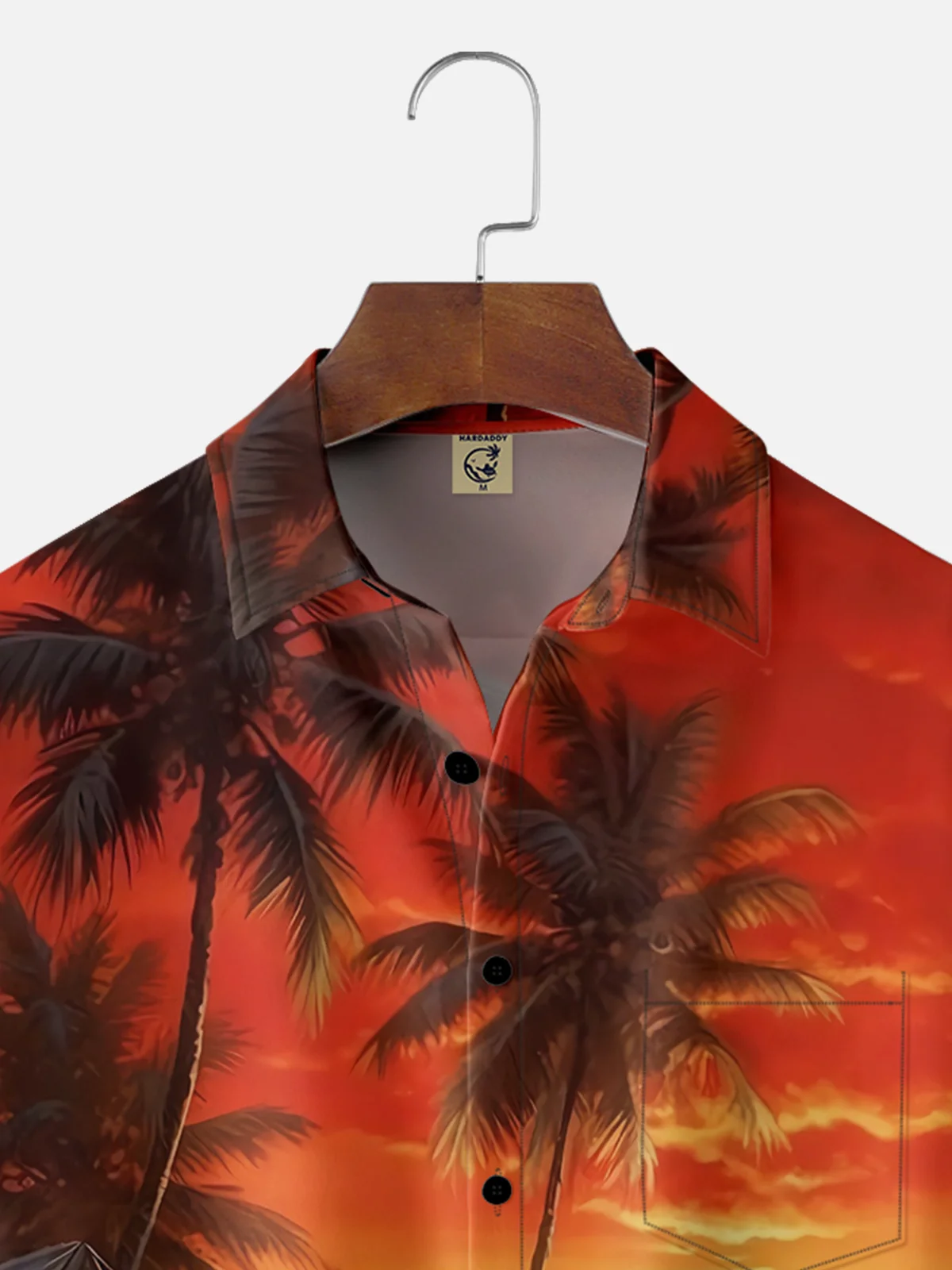 Moisture-wicking Dreamy Sunset Island Scenery Chest Pocket Hawaiian Shirt
