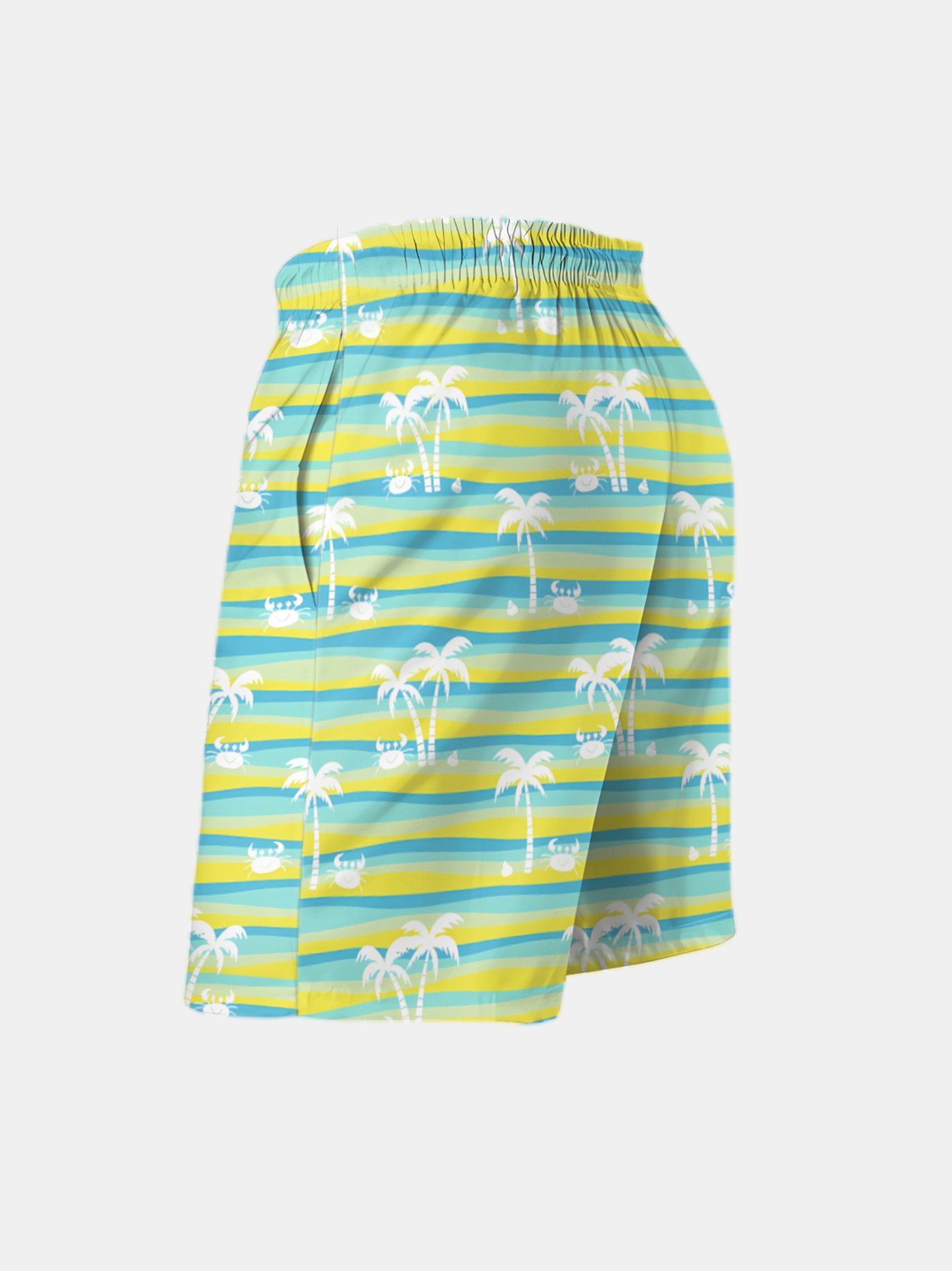 Men's Swim Trunks Hawaiian Tropical Palm Tree Beach Shorts with Pockets