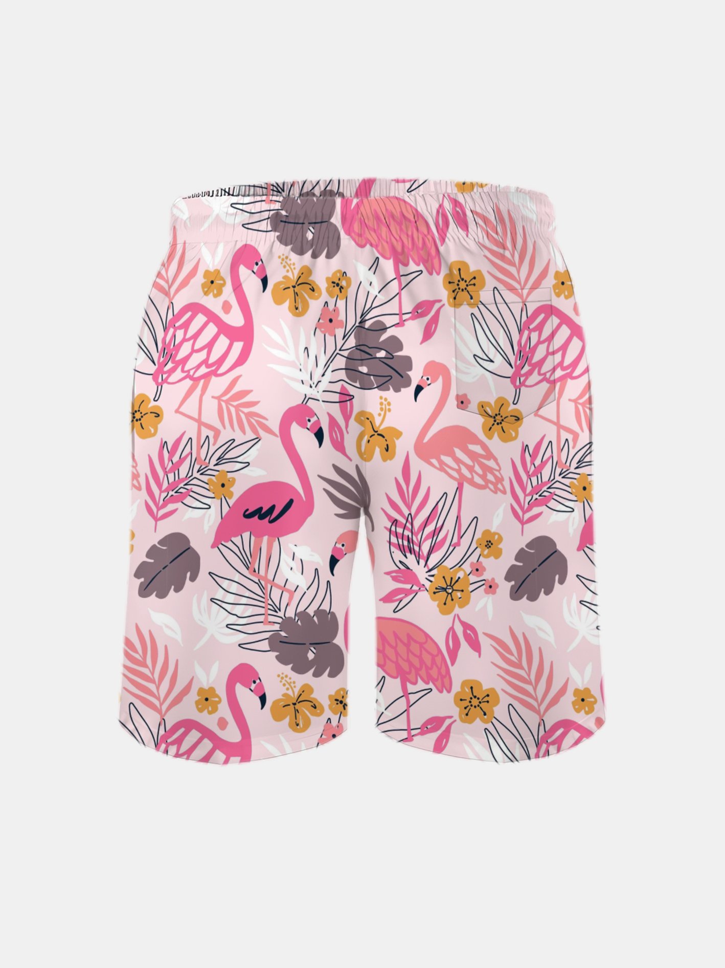 Men's Swim Trunks Hawaiian Tropical Flamingo Beach Shorts with Pockets