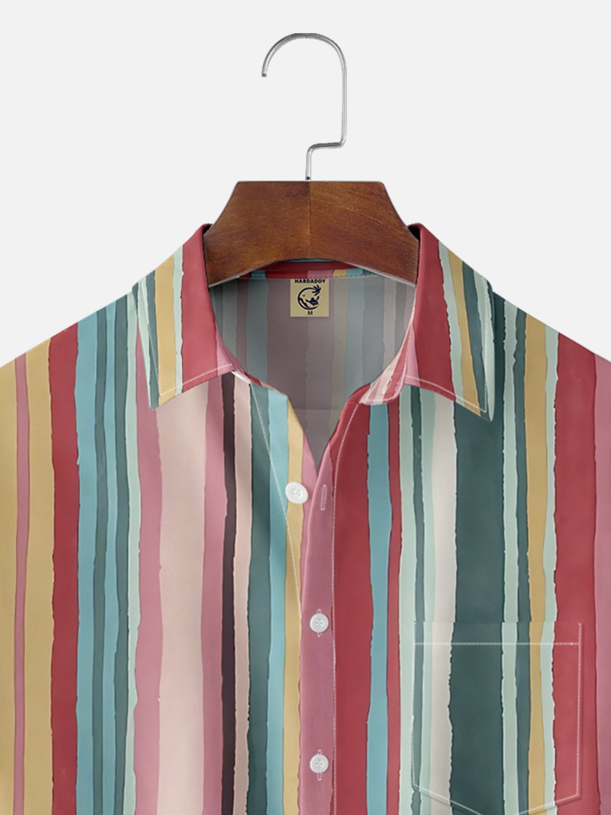 Moisture-wicking Bright Stripe Art Chest Pocket Casual Shirt