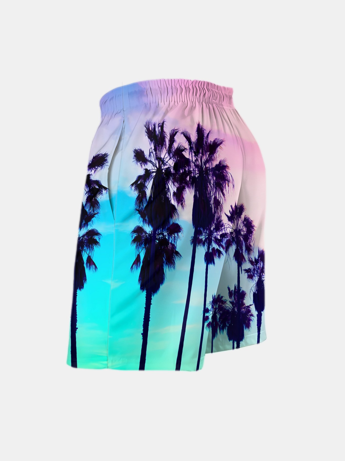 Men's Swim Trunks Hawaiian Tropical Palm Tree Beach Shorts with Pockets