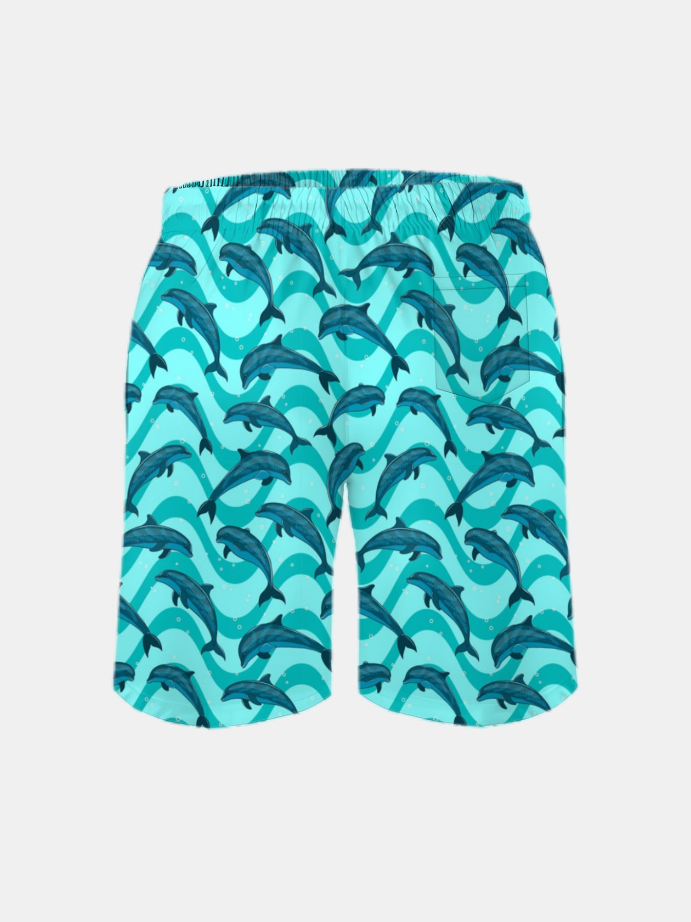 Men's Swim Trunks Hawaiian Marine Dolphin Beach Shorts with Pockets